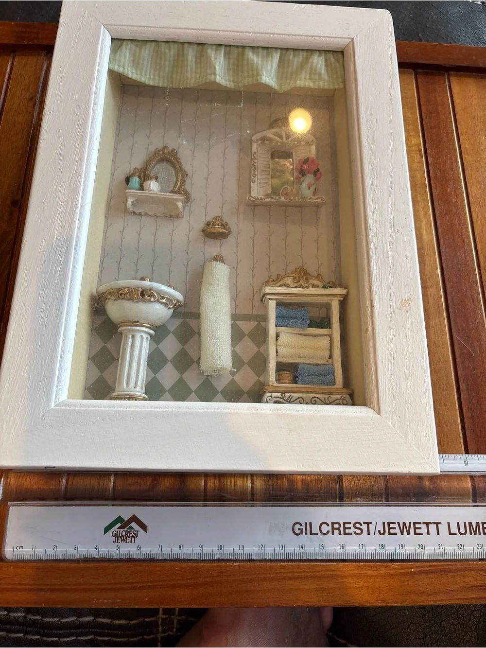 Vintage Diorama Victorian Bath Room Miniature Dollhouse Furniture Shadow Box